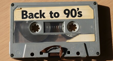 Audio Cassette Tape With Handwritten Back To 90s Label Nostalgic Image Evoking Memories Of Past Era Representing Vintage Technology And Analog Media