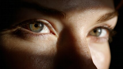 Shadowed gaze of a contemplative Caucasian woman radiates intrigue, invoking Mabon reflections and surreal daylight illusions