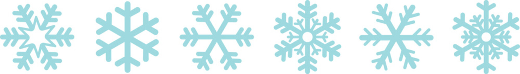 Snow Flake icon set. Minimalist winter symbols. Abstract geometric vector graphic element for New Year design. Crayon hand drawn snow flake collection. Isolated linear snow flake pictogram collection.