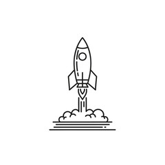 Simple Line Art Rocket Launching with Smoke Trail.