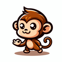 귀여운 원숭이 마스코트 세트 - 사랑스러운 카와이 치비 영장류 캐릭터 반다나 모자 스카프 표정 포함, 재미 만화 벡터 팩 EPS10 일러스트