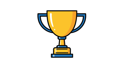 A vibrant golden trophy with blue accents a classic winning silhouette