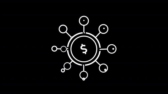 Financial Network Hub Icon with Dollar Sign