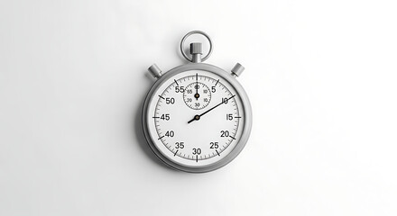 A monochrome image featuring a classic stopwatch against a plain white background in a studio shot ai generated