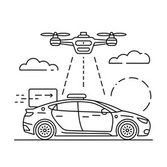 A drone delivers a package to an autonomous vehicle for a seamless delivery system.