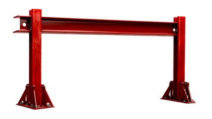 Red I Beam Steel Structure Frame with Bolted Base