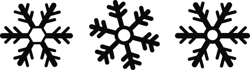 Snow Flake icon set. Minimalist winter symbols. Abstract geometric vector graphic element for New Year design. Crayon hand drawn snow flake collection. Isolated linear snow flake pictogram collection.