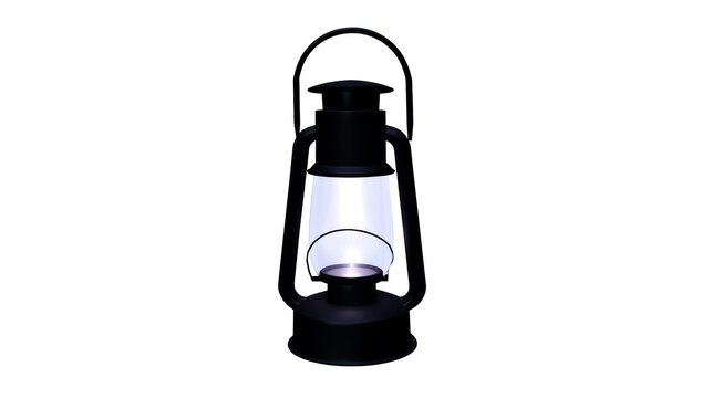 Black metal kerosene lantern with clear glass chimney