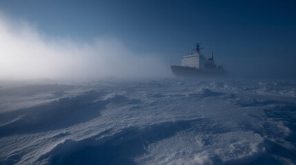Mystical icebreaker braves frozen tundra, echoing solitude of Antarctic expeditions, evoking Shrove Tuesday's final frosty feast