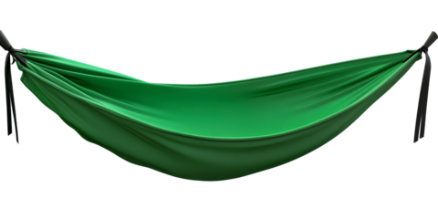 Single Green Hammock Isolated on White Background