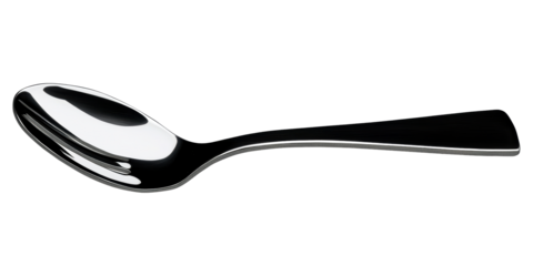Polished Metal Spoon on White Background