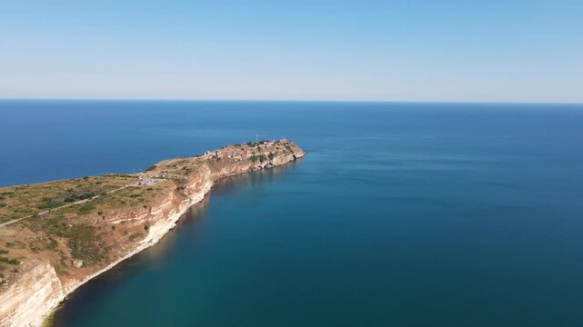 Aerial view of Black sea coast near Kaliakra cape, Dobrich Region, Bulgaria
