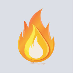 Stylized flame icon bright orange and yellow watercolor design on gray