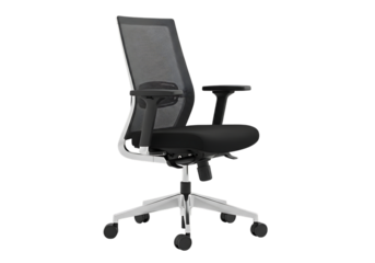 Modern ergonomic mesh office chair with adjustable lumbar support isolated on transparent background