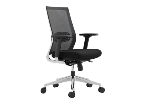 Modern ergonomic mesh office chair with adjustable lumbar support isolated on transparent background