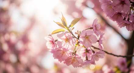 Obraz premium Soft Pink Cherry Blossoms in Sunlight