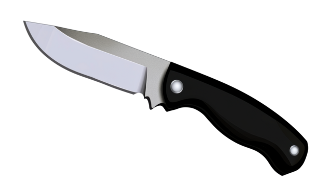 Sharp folding knife with textured metal blade and black handle