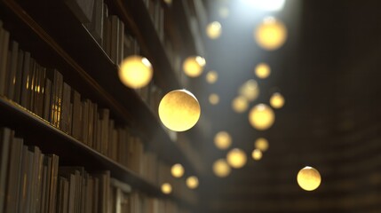 Floating orbs illuminate the librarian's esoteric realm, invoking bibliomancy and Diwali's glowing tapestry of celestial whispers