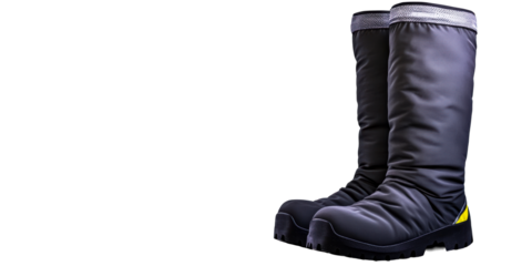 Black Winter Work Boots With Reflective Trim