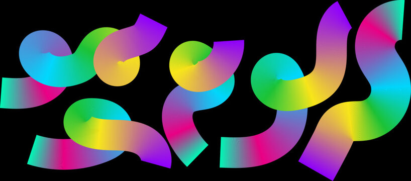 A vibrant abstract artwork, swirling ribbons in a rainbow of colors, creates a sense of dynamic movement