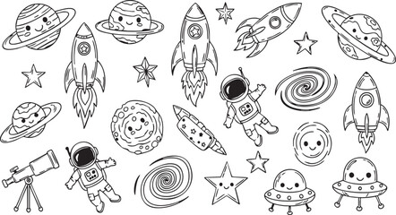 Science and Innovation Doodle Vector Set for Education and Research