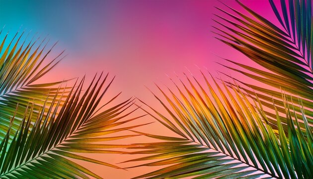 vibrant palm leaves against a gradient background
