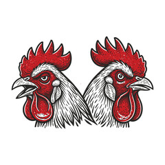 Vintage Rooster Illustration Vector Art, Chicken Head Vector, Retro Farm, Vintage Rooster,  Isolated Black And White, Silhouette