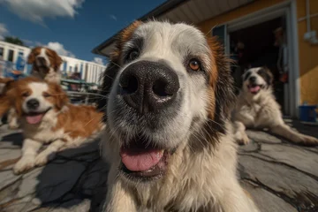 Fotobehang Dierenarts Abstract Happy Dogs Relaxing Outdoors  © Natalia