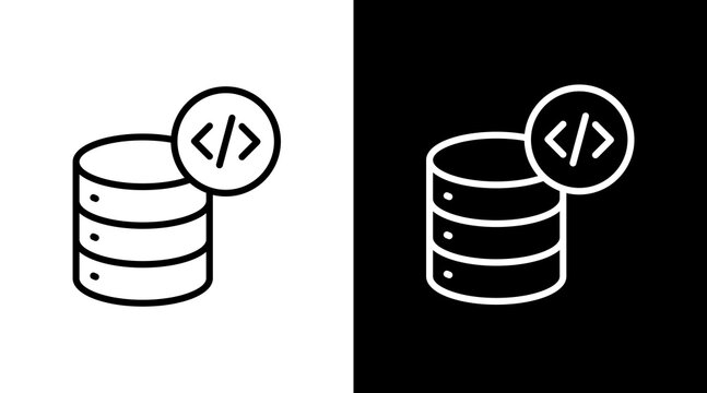 Coding Database  White Icon Set Design