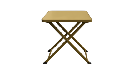 Gold metal folding table with cross legs
