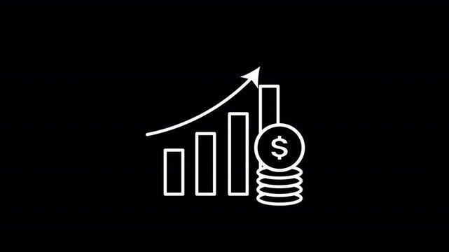 Financial Growth Bar Chart with Coin Stack Icon