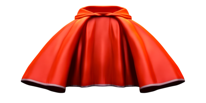 Red fabric cape with white trim