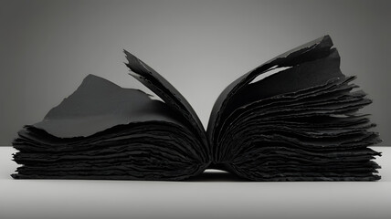 Black Book Pages Forming Dramatic Abstract Fan Shape