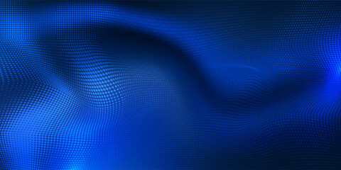 Dot white blue wave light screen gradient texture background. Abstract  technology big data digital background. 3d rendering.