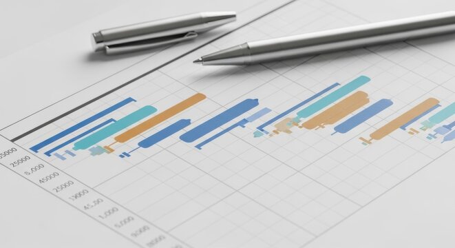 Financial Analysis: Bar Graph with Pen, Business Data Review