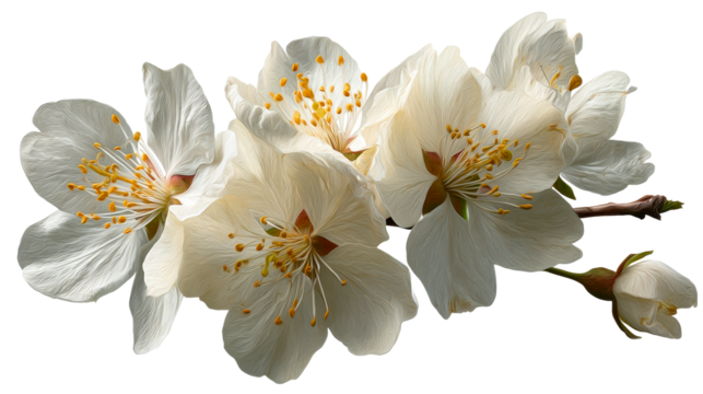Delicate White Cherry Blossoms on Branch