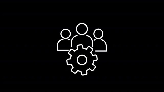 Teamwork and collaboration icon with gear symbol