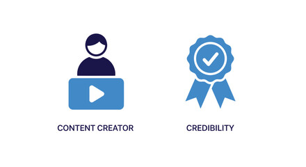Vector illustration of content creator and credibility icons symbol of video production, online streaming, and trust vector illustration of quality