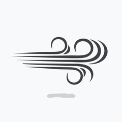 Stylized wind element illustration in black and white on a clean background
