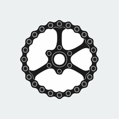 Vector illustration of a bicycle chain wheel isolated on a white background