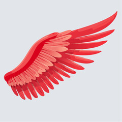 Vibrant red wing illustration on light background for design elements