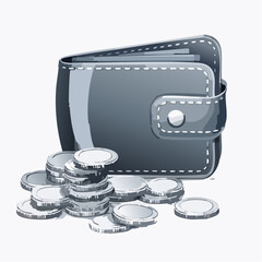 Wallet and coins illustration financial concepts and money management