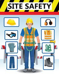 illustration of a worker on site safety instruction