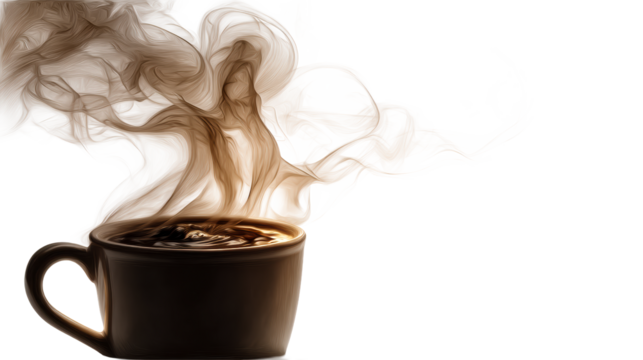 Dark Coffee Cup with Wispy Steam Swirling Upward