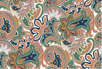 traditional paisley seamless pattern on white background