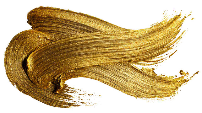 Golden paint stroke texture with metallic sheen