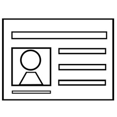 Minimalist line art style illustration of an ID card and profile icon in black and white