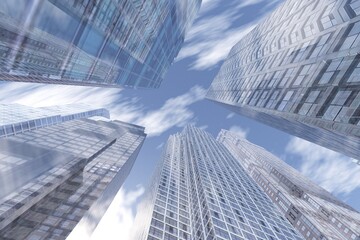 Fototapeta premium Beautiful clouds, panorama of clouds, sunset above clouds, clouds from above, 3D rendering