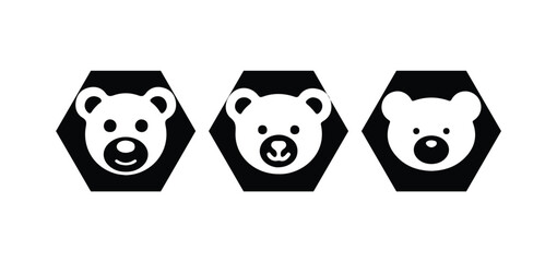Monochrome Bear Logo Collection, Minimal Animal Icon Set, vector illustration eps 10.