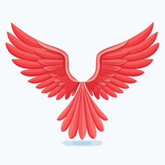 Fototapeta premium Vibrant red winged emblem on white background artistic vector illustration